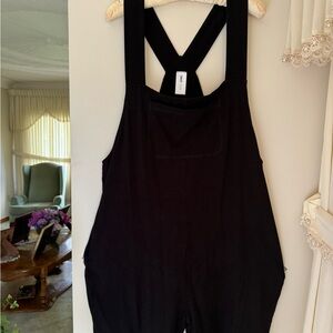 Smash + Tess Black Cross Back Overalls shorts with side pockets